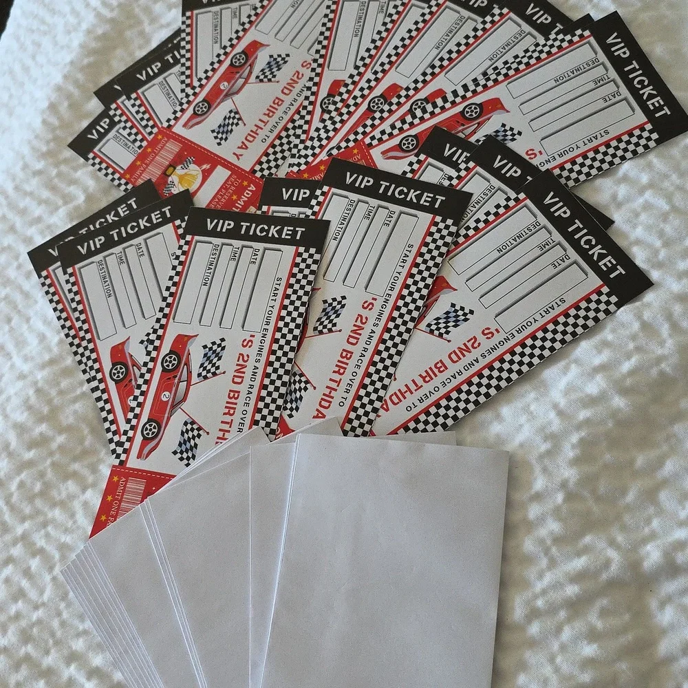 Race Car Birthday Party 20 Invitations 2nd Birthday